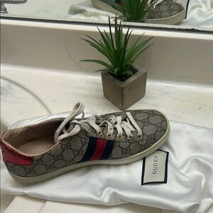 Gucci Beige and Red Sneakers